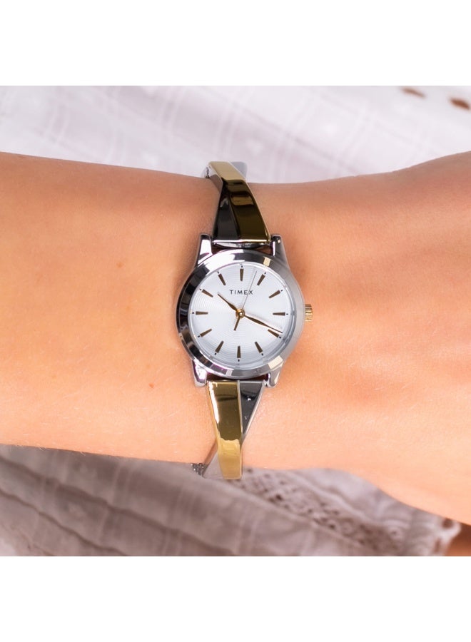 تيميكس ساعة TIMEX للنساء بصندوق نحاسي فضي وسوار من الفولاذ المقاوم للصدأ الفضي - Image 5