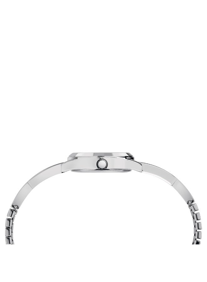 تيميكس ساعة TIMEX للنساء بصندوق نحاسي فضي وسوار من الفولاذ المقاوم للصدأ الفضي - Image 2