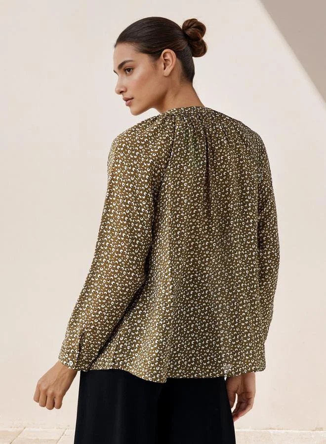 Splash FAV  Mandarin Collar Top with Floral Print for Women | Best Price UAE