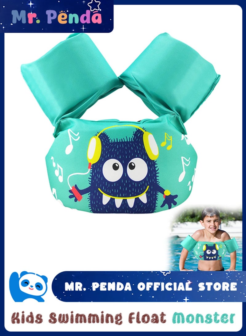 Mr. Penda Baby Pool Float Fit 30-55 Lbs, Kids Swimming Float with Arm Water Wings, Fun Ride-On Raft Pool Baby Beach Supplies for 2-6 Years Old Boy Girl (Green Monster) - Image 1