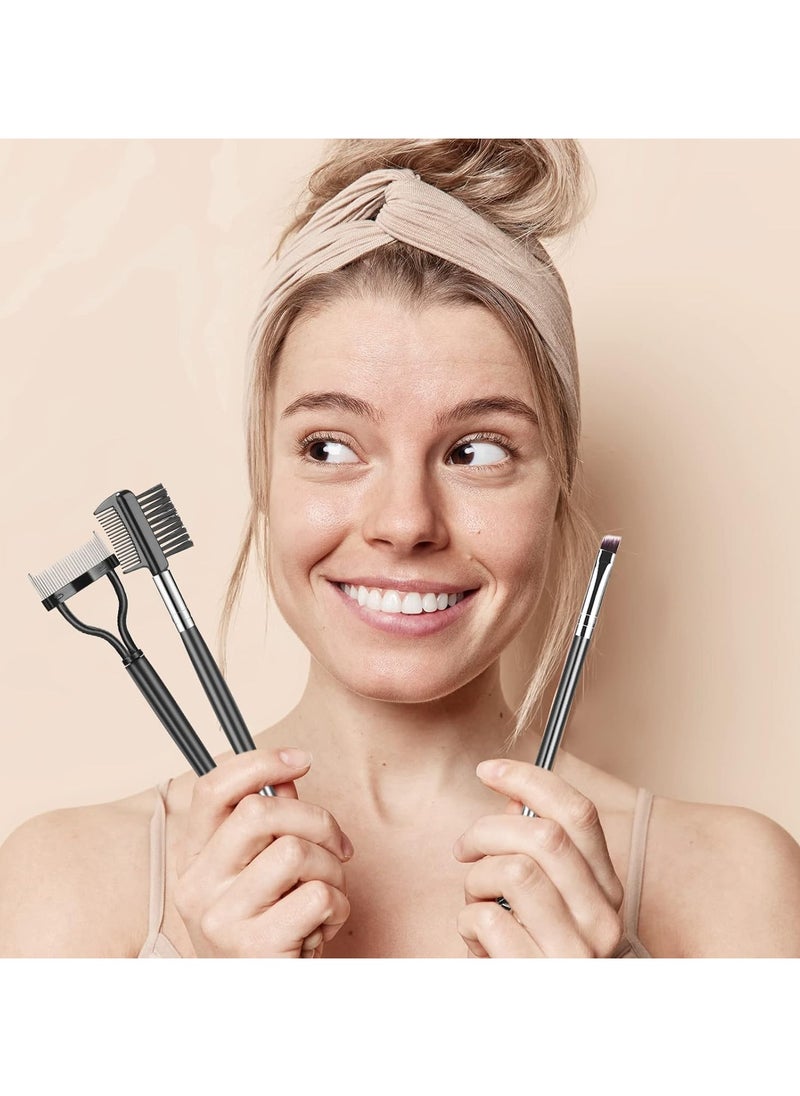 Eyebrow Brush Eyelash Separator Brow Comb & Lash Spoolie Professional Eye Makeup Tools (3 Pieces Set)