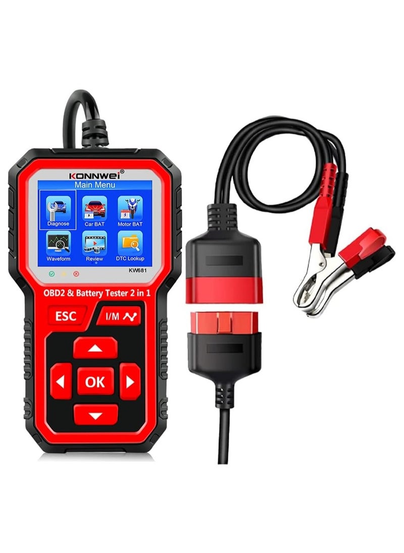 Konnwei KW681 OBD2 Scanner 6V 12V Car Battery Tester  - Image 1
