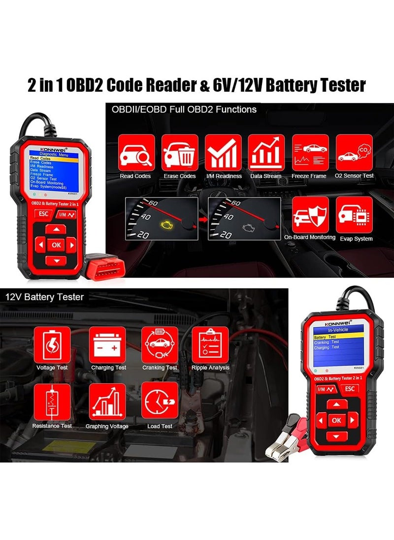 Konnwei KW681 OBD2 Scanner 6V 12V Car Battery Tester  - Image 3