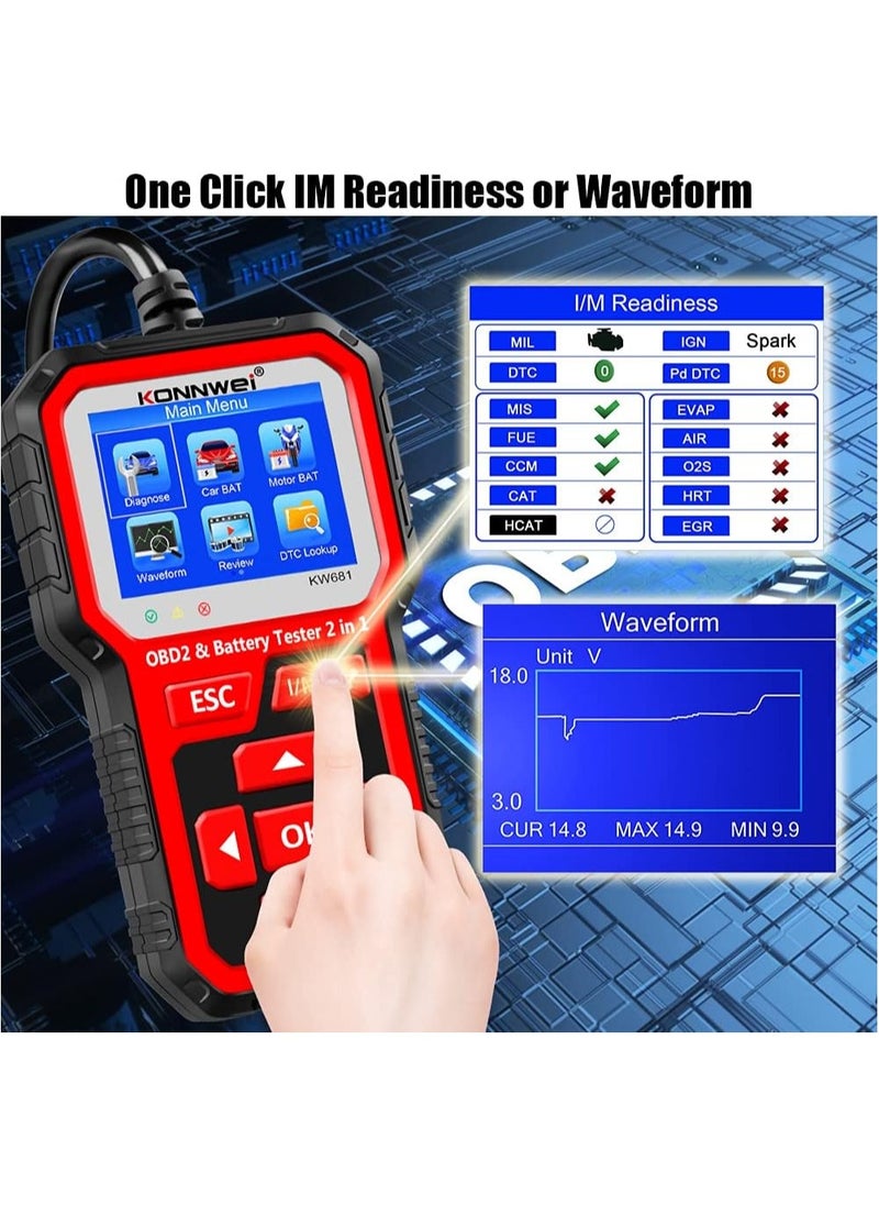 Konnwei KW681 OBD2 Scanner 6V 12V Car Battery Tester  - Image 4