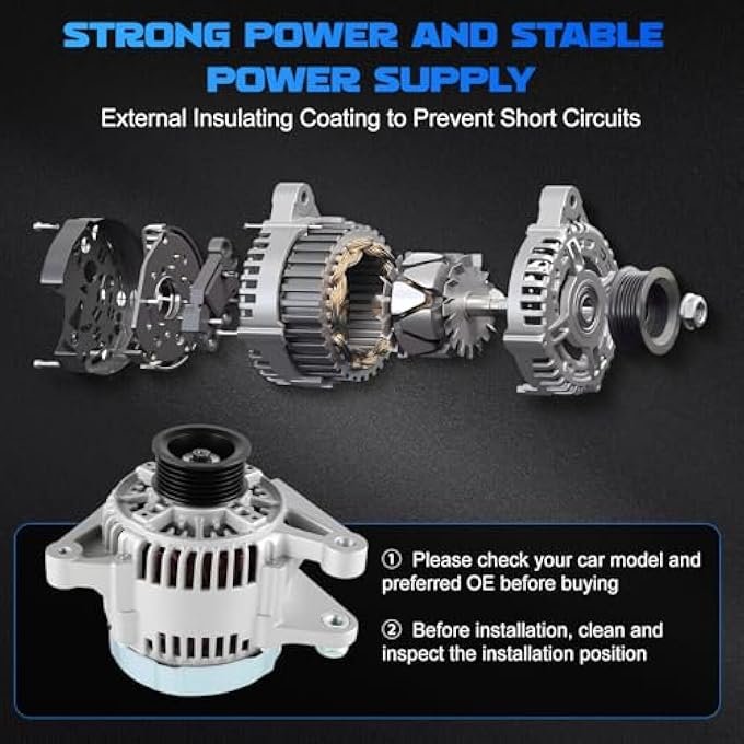 YOMALL Alternator 13878 for 2003 Corolla 2004 Corolla 2005 Corolla 2006 Corolla 2007 Corolla 2008 Corolla 1.8L, for 2003-2008 Vibe 1.8L, for 2003-2008 Matrix & 2000-2005 Celica & 2000-2005 MR2 Spyder - Image 5