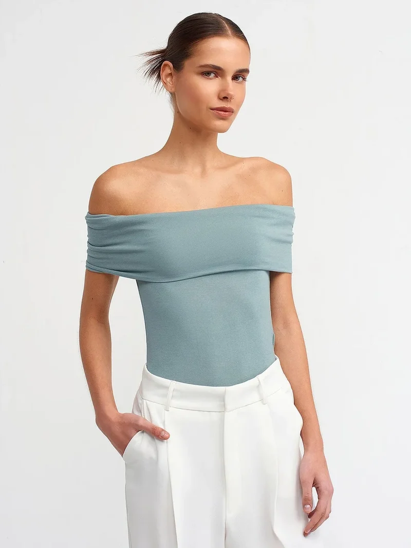 Dilvin DILVIN Off-Shoulder Boat Neck Bodysuit