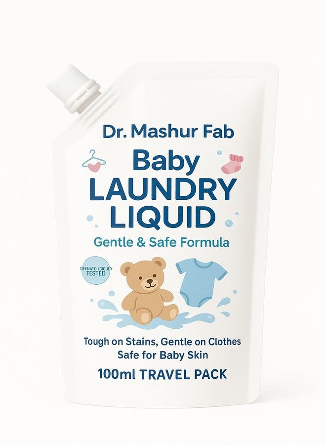 MASHUR FAB | Laundry Detergent for Newborns baby and children - Gentle, Hypoallergenic, Chemical-Free Liquid for Clothes, Stain Remover, Suitable for All skin, Baby Essentials - 1L (1, Travel pouch)