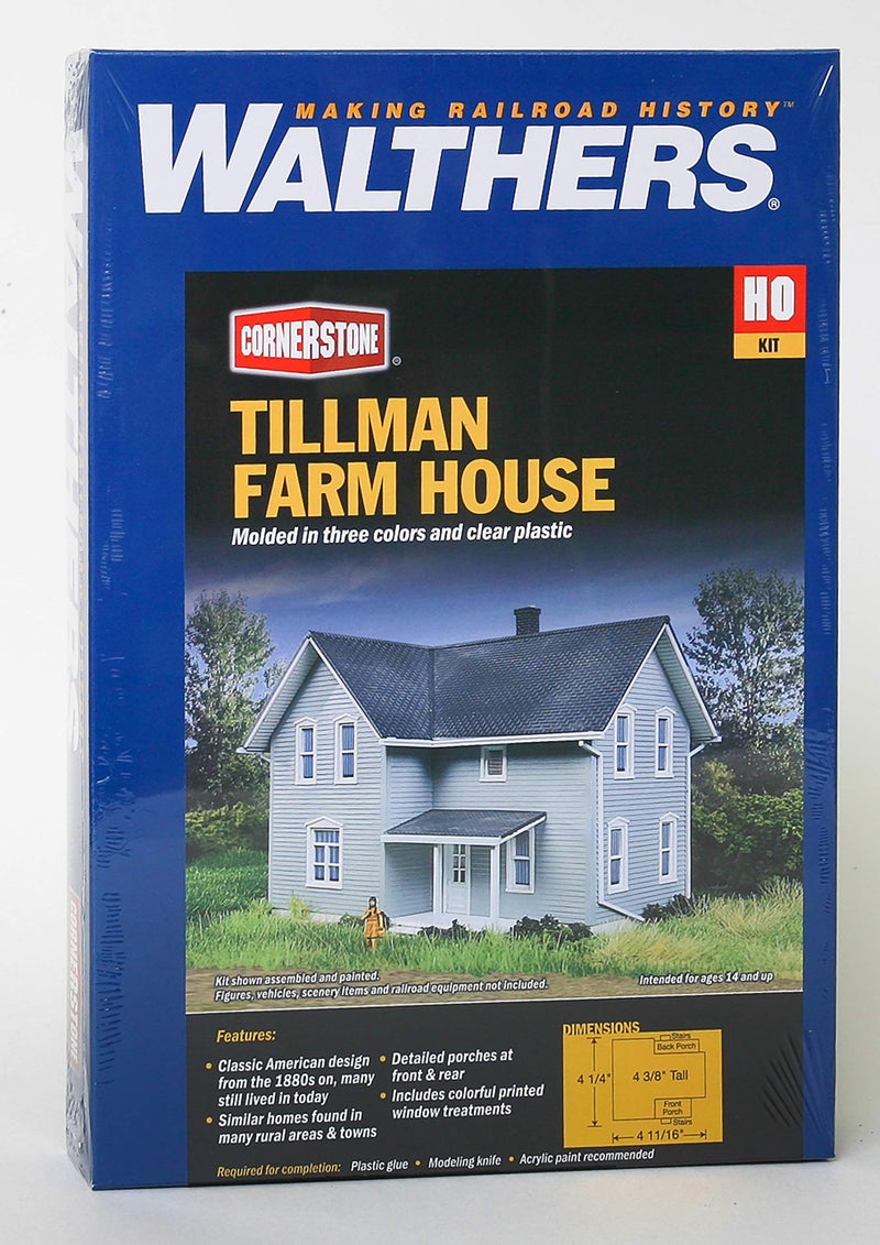 Walthers Cornerstone طقم نموذج منزل تيلمان من وولثرز كورنرستون بمقياس HO، 3/8" 11.9 x 10.7 x 11.1 سم - Image 5