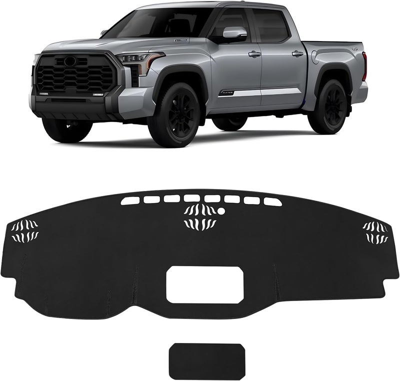 Rilsen Trendy budget practical design Dash Cover Custom Fit for Toyota Tundra 2022 2023 2024 2025 2026 Dashboard Cover Nonslip Dash Mat Protector Sunshade No Glare Black (Without HUD) Compact design - Image 1