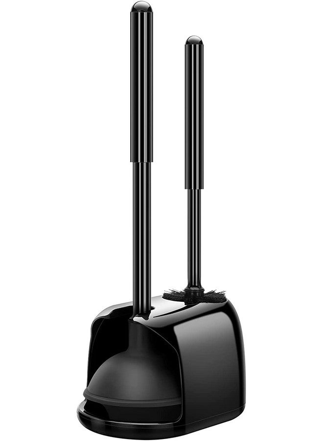 SetSail مجموعة فرشاة ومكبس المرحاض SetSail، مكابس المرحاض لحمام المرحاض فرشاة وعامود المرحاض الثقيلة ومجموعة المكبس والفرشاة المخفية للتنظيف العميق - أسود - Image 1