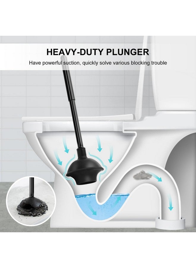 SetSail مجموعة فرشاة ومكبس المرحاض SetSail، مكابس المرحاض لحمام المرحاض فرشاة وعامود المرحاض الثقيلة ومجموعة المكبس والفرشاة المخفية للتنظيف العميق - أسود - Image 4