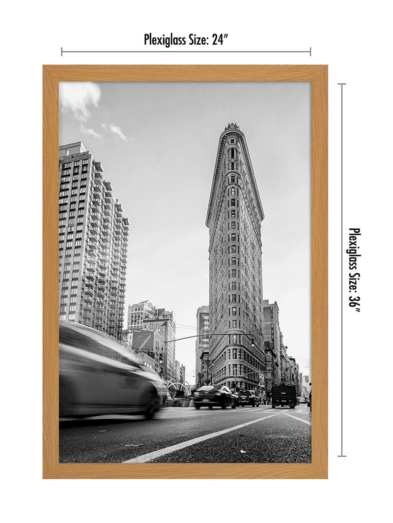 Americanflat 24x36 Poster Frame with Polished Plexiglass - Wide Picture Frames Made of Engineered Wood for Vertical or Horizontal Wall Display - Epic Collection - Dark Oak - Image 2