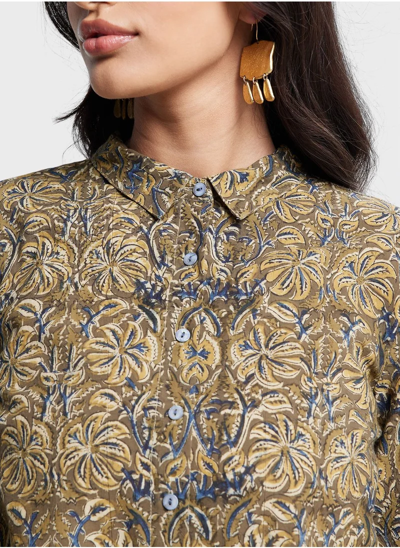 Fabindia Button Down Floral Print Shirt