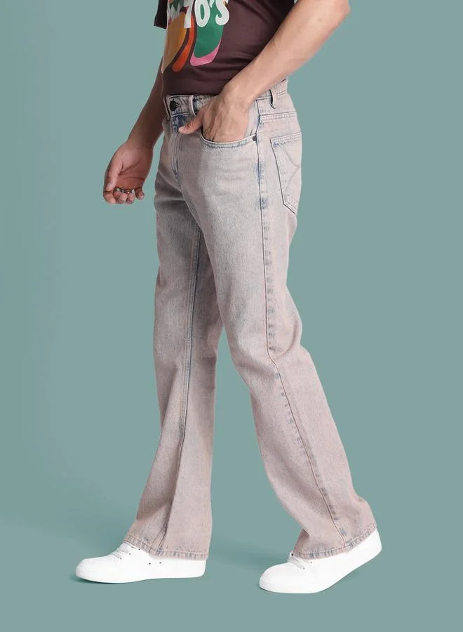 Styli Men Bootcut Fit Acid Wash Jeans By Bene Kleed