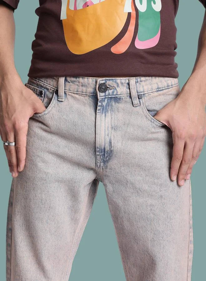 Styli Men Bootcut Fit Acid Wash Jeans By Bene Kleed
