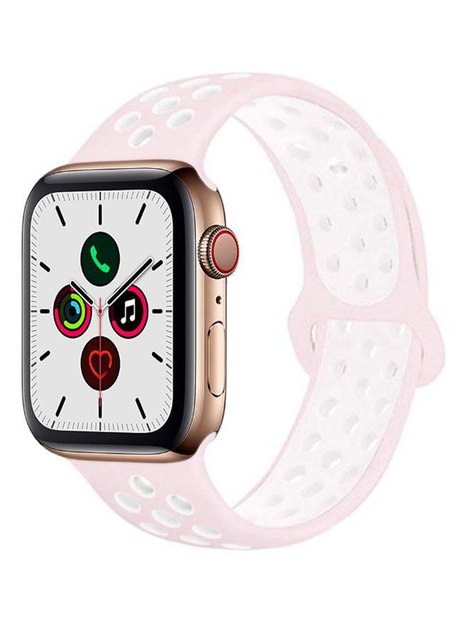 بيرفيي سوار بديل بتصميم منقط لساعة أبل ووتش سيريز 5/4/3/2/1 وردي فاتح/ أبيض - Image 2