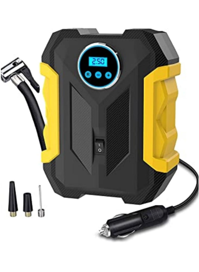 Digital Tyre Inflator 12V Portable Air Compressor Car Tyre Pump with 3 Nozzle Adaptors and Digital LED Light Rapid Electric Car Tyre Inflator Air Pump for Car Tires and Other Inflatables - Image 1