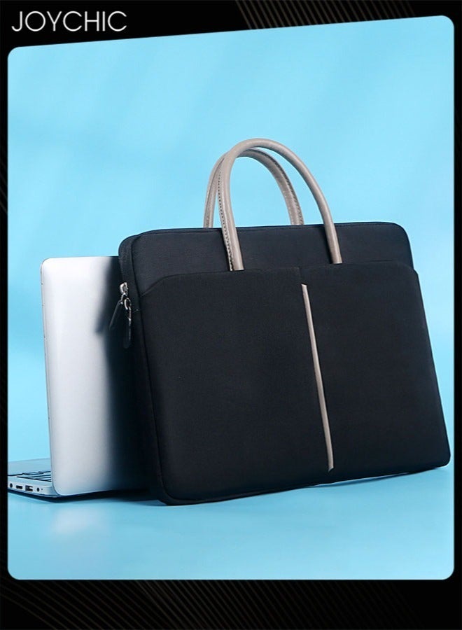 Joychic حقيبة لابتوب بسيطة للترفيه حقيبة كمبيوتر مقاومة للماء حقيبة مراسلة قابلة للتوسيع حقيبة عمل للرجال والنساء متوافقة مع 13/13.3 بوصة سوداء - Image 2