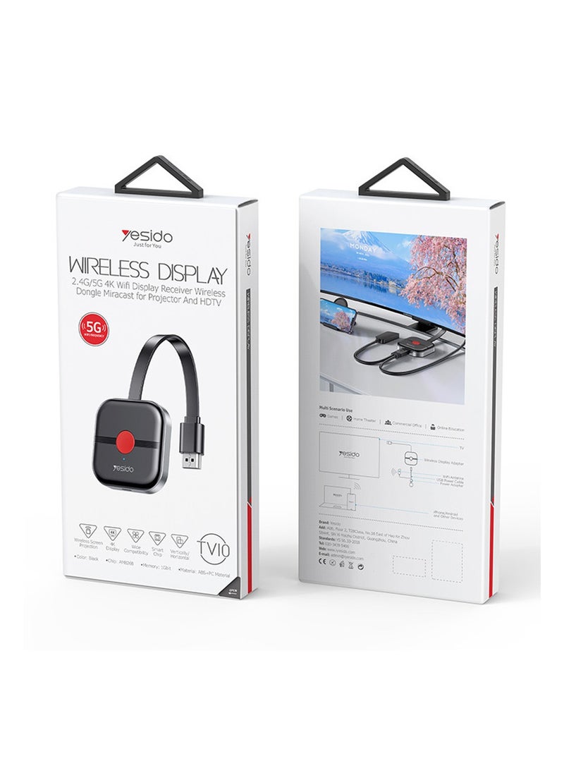 Yesido - Yesido TV10 2.4GHz Wifi Wireless 4K Audio Video TV Transmitter Screen Display Receiver - Black - Image 1