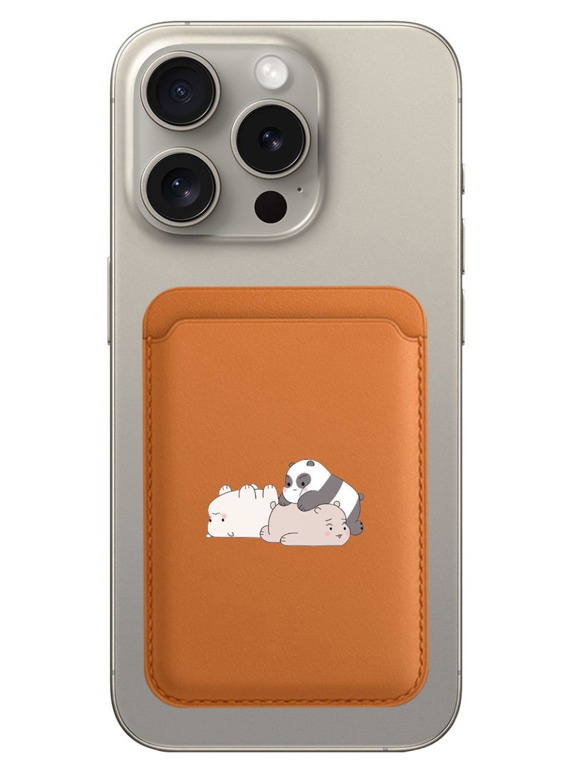 Theodor Magnetic Wallet, Compatible with MagSafe Wallet, for iPhone Wallet, for iPhone 16/15/14/13/12 Series, Not for iPhone 13/12 mini, 3 Card Holder, Vegan Leather, Brown - Panda friends - Image 1