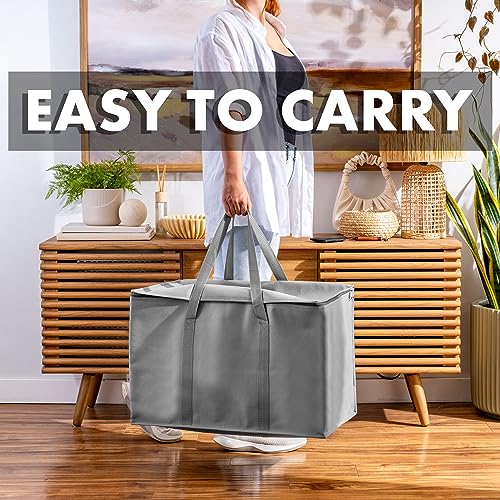 Carrywell (Not Made In China) Insulated Food Delivery Bags, Reusable Grocery Bag For Catering, Thermal Insulation Tote for Hot and Cold Food, Pizza, Uber Eats and Doordash (2, Gray, 3X-Large) - Image 5