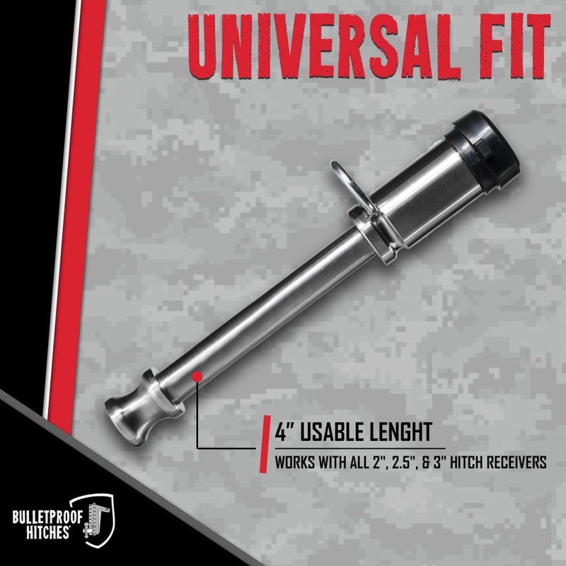 BulletProof Hitches - 5/8" Trailer Hitch Locking Pins - Universal Fit, Stainless Steel, Weather Resistant Rubber Cap - Silver, 3 Pack - Image 3