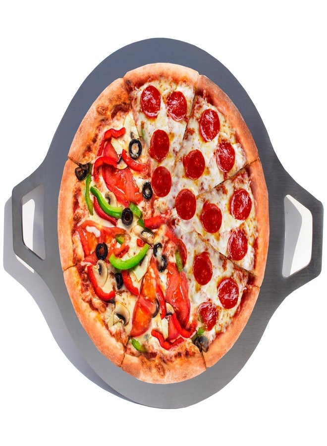 Firofend Pizza Steel for Oven & Grill - Heavy Duty Baking Steel Pizza Stone, Round Baking Steels with Dual Handles，Carbon Pizza Pan for Crispy Crust, Bread, Cooking & BBQ - Image 1