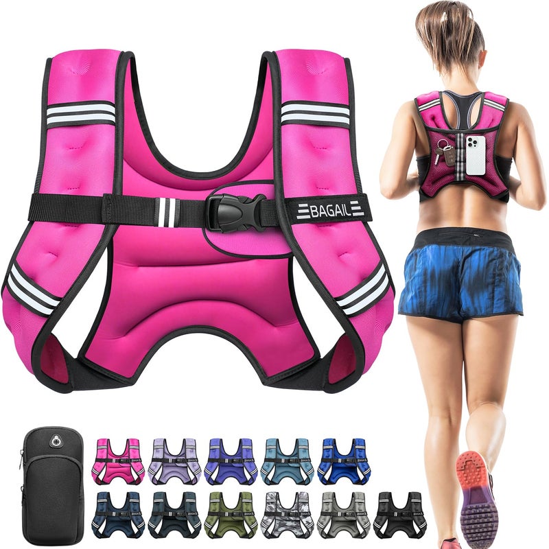 BAGAIL Comfort-Fit Weighted Vest for Woman, Even Weight Distribution, Faster Weight Loss, No-Chafe or Bounce for Walking & Running with Detachable Phone Pouch & Reflective Stripes (Available 5-30lbs) - Image 1