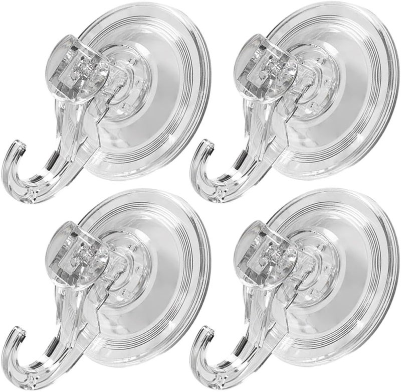 Heavy Duty Plastic Suction Hooks 4pcs Multi-Purpose Bathroom Towel Holder Shower Wall Removable Hanging Storage - Image 1