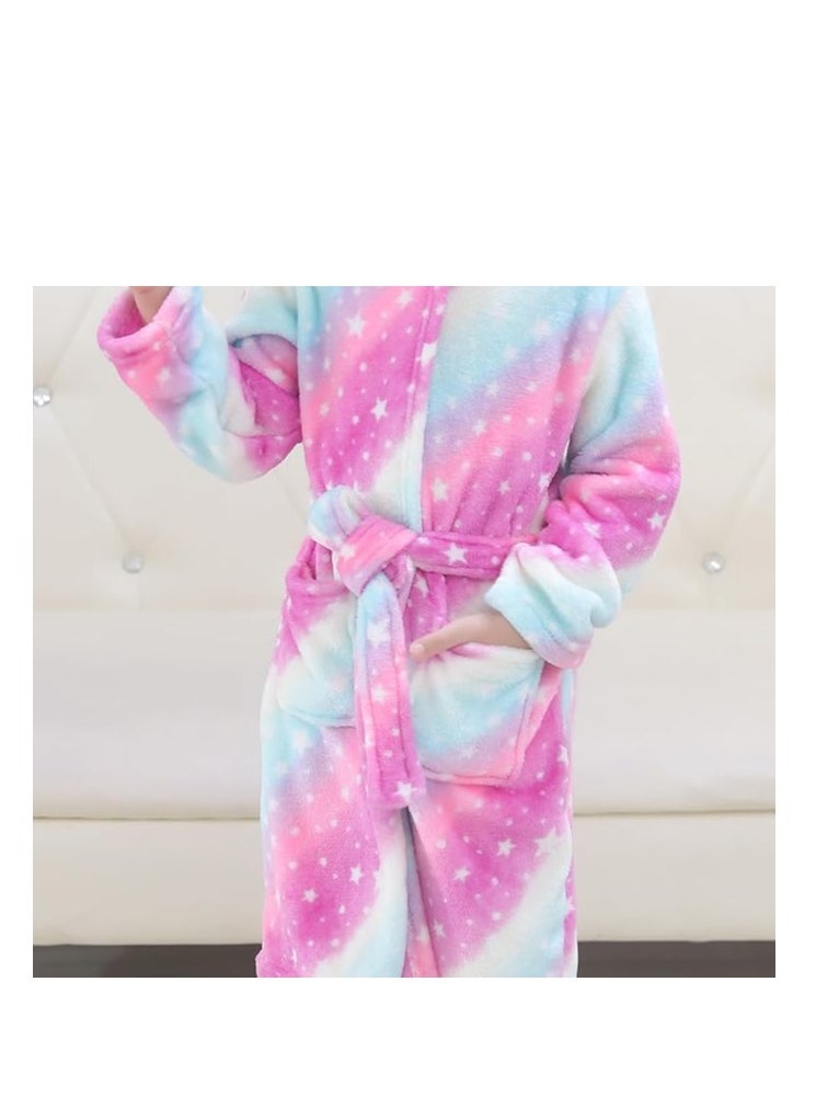 Alissa - Kids Bathrobes Baby Girls Unicorn Design Bathrobes Hooded Nightgown Soft Fluffy Bathrobes Sleepwear For Baby Girls(10Y-11Y) - Image 1