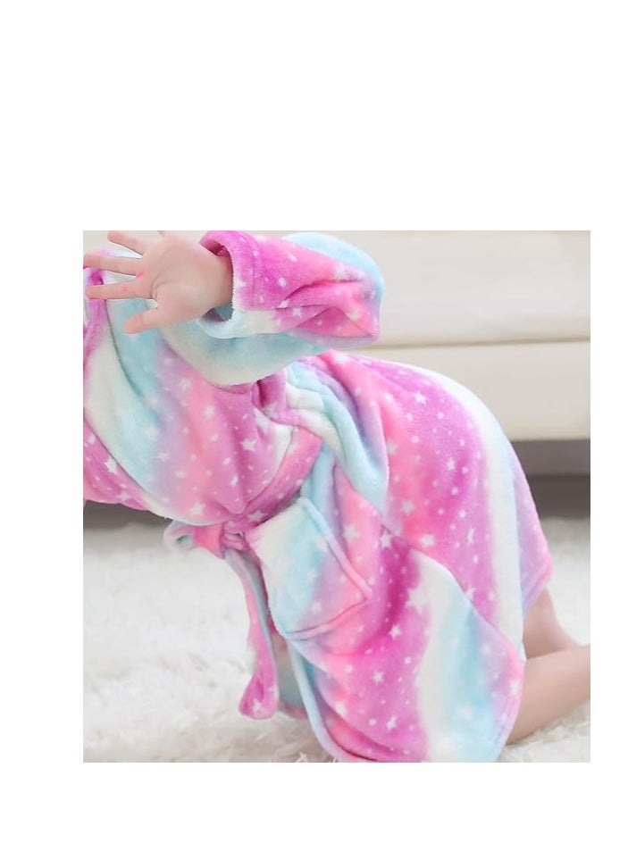 Alissa - Kids Bathrobes Baby Girls Unicorn Design Bathrobes Hooded Nightgown Soft Fluffy Bathrobes Sleepwear For Baby Girls(10Y-11Y) - Image 1