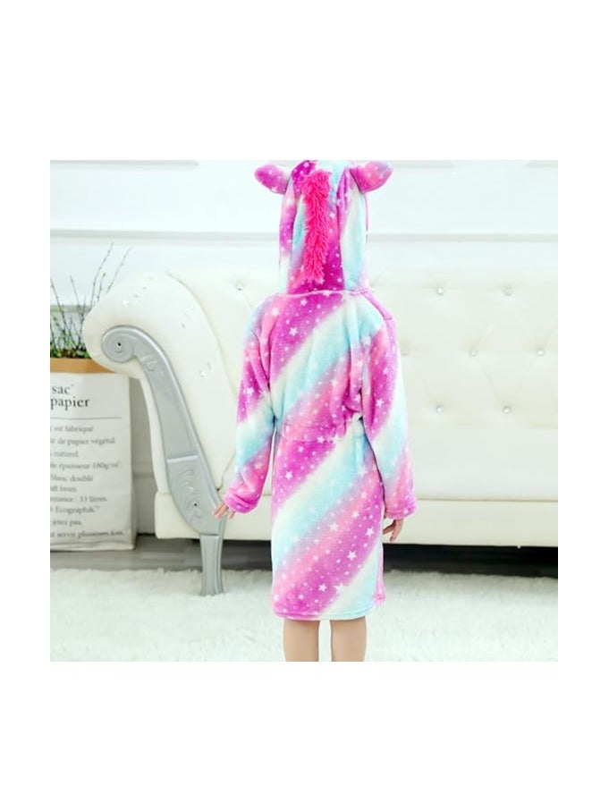Alissa - Kids Bathrobes Baby Girls Unicorn Design Bathrobes Hooded Nightgown Soft Fluffy Bathrobes Sleepwear For Baby Girls(10Y-11Y) - Image 1