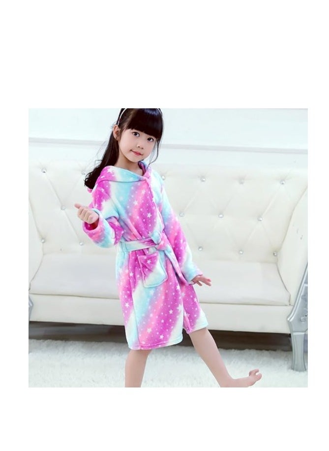 Alissa - Kids Bathrobes Baby Girls Unicorn Design Bathrobes Hooded Nightgown Soft Fluffy Bathrobes Sleepwear For Baby Girls(10Y-11Y) - Image 1