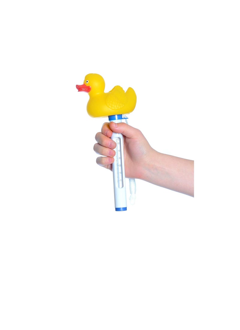 Aqua - Aqua Floating Pool Thermometer Rubber Duck, Large Size with String, for Outdoor/Indoor Swimming Pools, Hot Tub, Spa, Jacuzzi and Pond, Yellow - Image 1