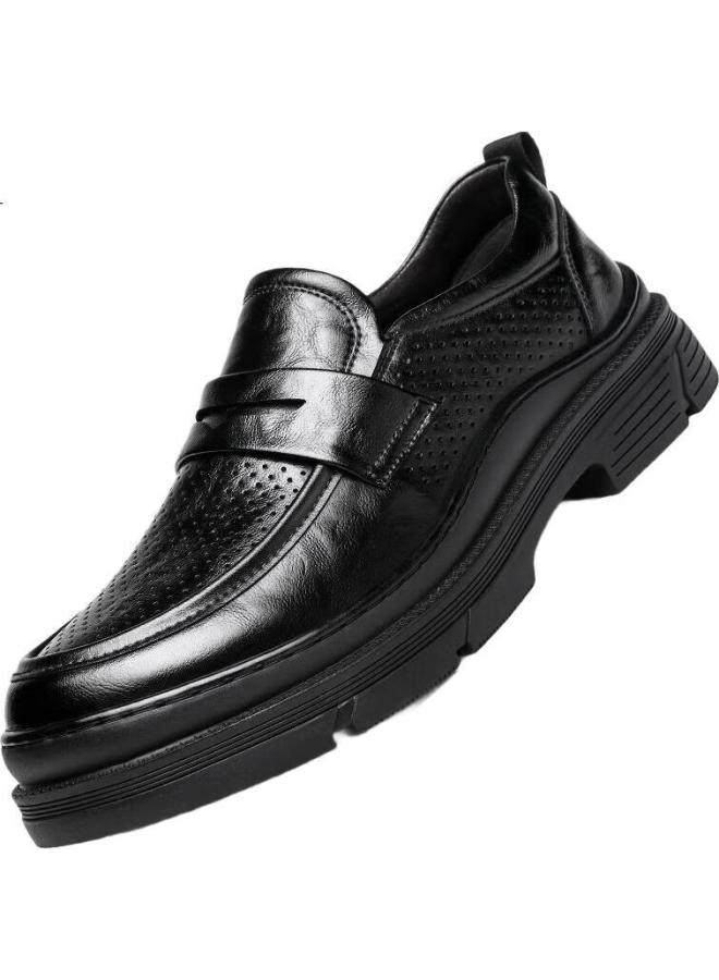 CARTELO Men'S Slip-On Casual Leather Shoes Men'S Thick-Soled Hand-Grabbing Wrinkle-Resistant Design Men'S Loafers 9913 Hollow 43 - Image 2