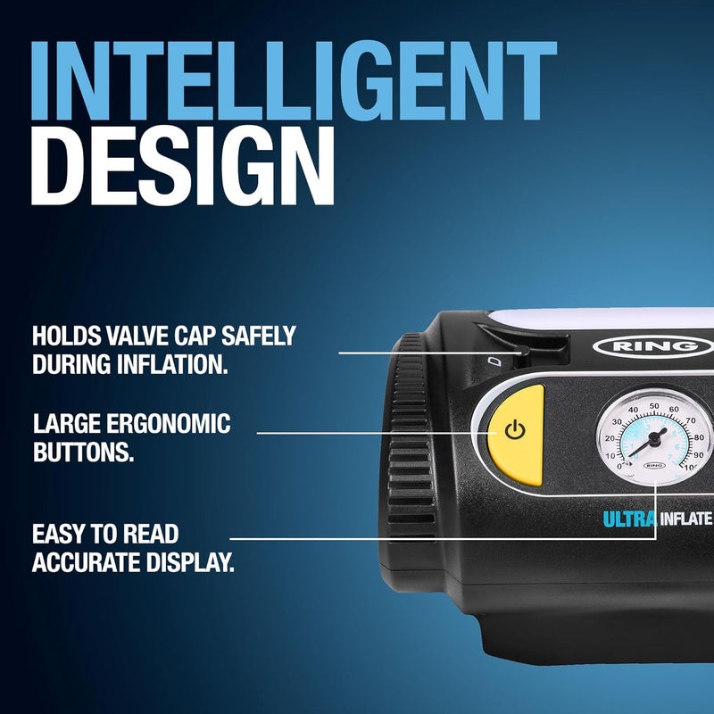 Ring Automotive ULTRAINFLATE 10 Cordless Analogue Tyre Inflator with Wind-Up Power Cable - Image 4