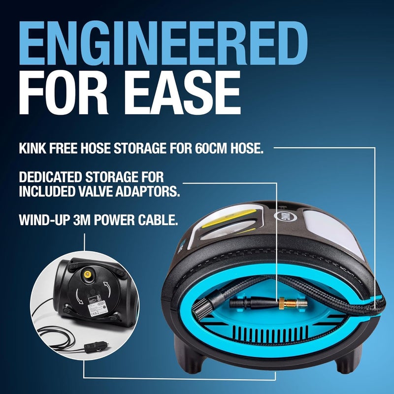 Ring Automotive ULTRAINFLATE 10 Cordless Analogue Tyre Inflator with Wind-Up Power Cable - Image 5