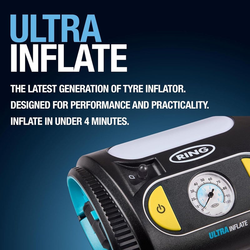 Ring Automotive ULTRAINFLATE 10 Cordless Analogue Tyre Inflator with Wind-Up Power Cable - Image 3