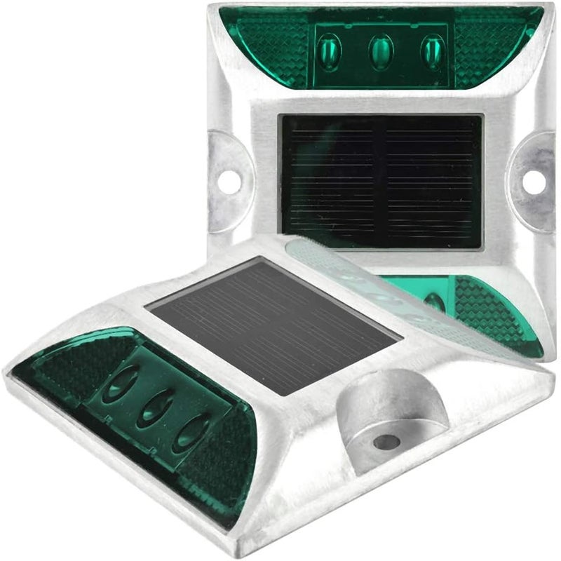 klarako 2 Pcs Solar Power Ground Marker Lights/Waterproof Outdoor Driveway Road Stud Lamp 6 LED/Road Stud Pathway Marker Light - Image 1