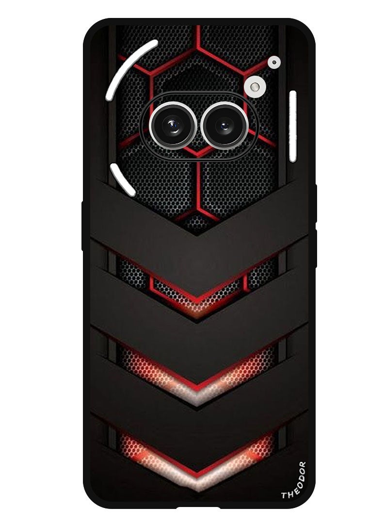 Theodor غطاء واقي مضاد للخدش ومقاوم للصدمات لهاتف Nothing (2A) بلس - هاتف Nothing (2A) أحمر وأسود - Image 1