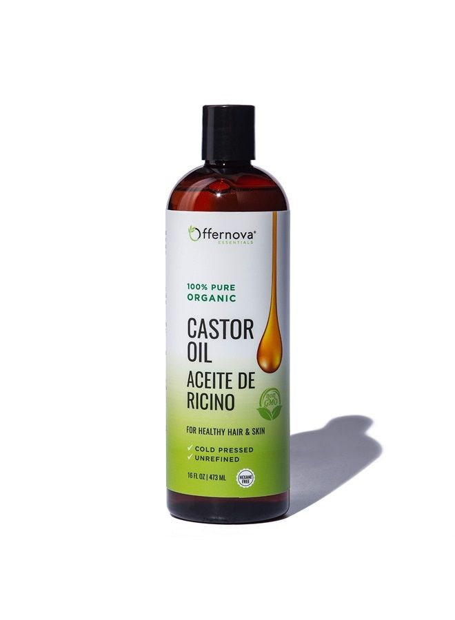 Offernova Castor Oil - Aceite de Ricino - Cold Pressed 100% Pure, Certified Organic, Hexane Free for Eyelashes, Eyebrows, Frizzy, Hair Growth Women and Men, Beard Growth - Image 1