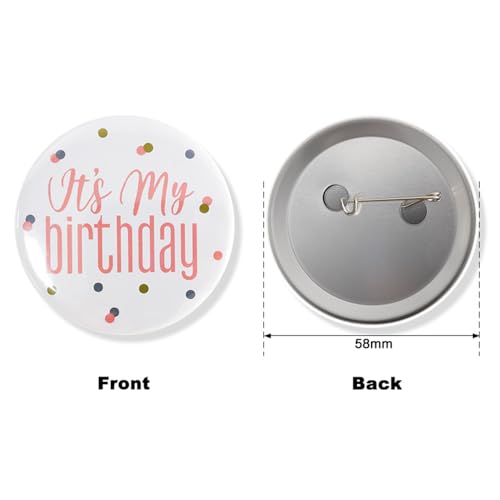 Pingyongchang 3pcs Happy Birthday Badge Pins It's My Birthday Button Emblems Pins Birthday Party Decorations for Women - Image 3