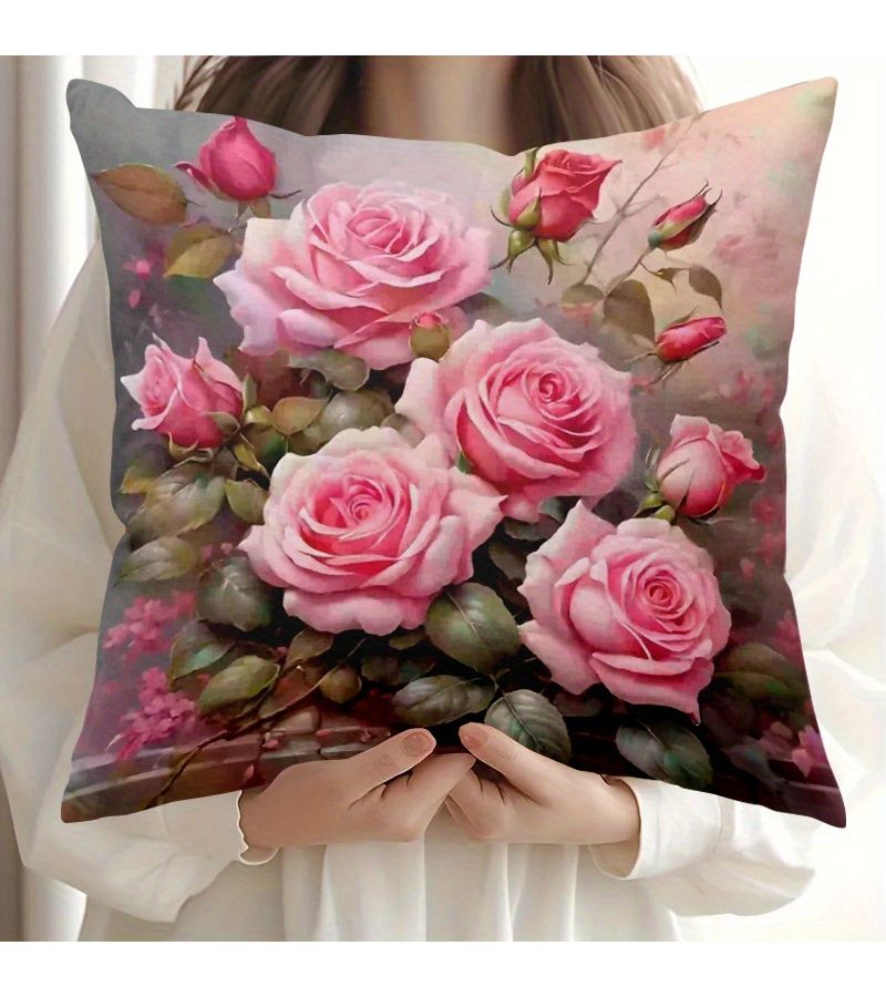 1pc Polyester Material Zippered Machine Washable Soft Cushion Cover 20x20in Suitable for Bed Sofa Leisure Chair Holiday Decoration Home Decor Double Sided Printing No Pillow Core - Image 1