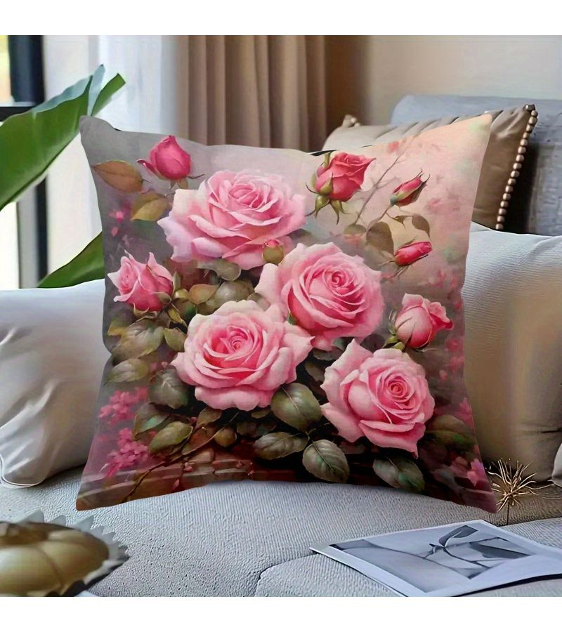 1pc Polyester Material Zippered Machine Washable Soft Cushion Cover 20x20in Suitable for Bed Sofa Leisure Chair Holiday Decoration Home Decor Double Sided Printing No Pillow Core - Image 2