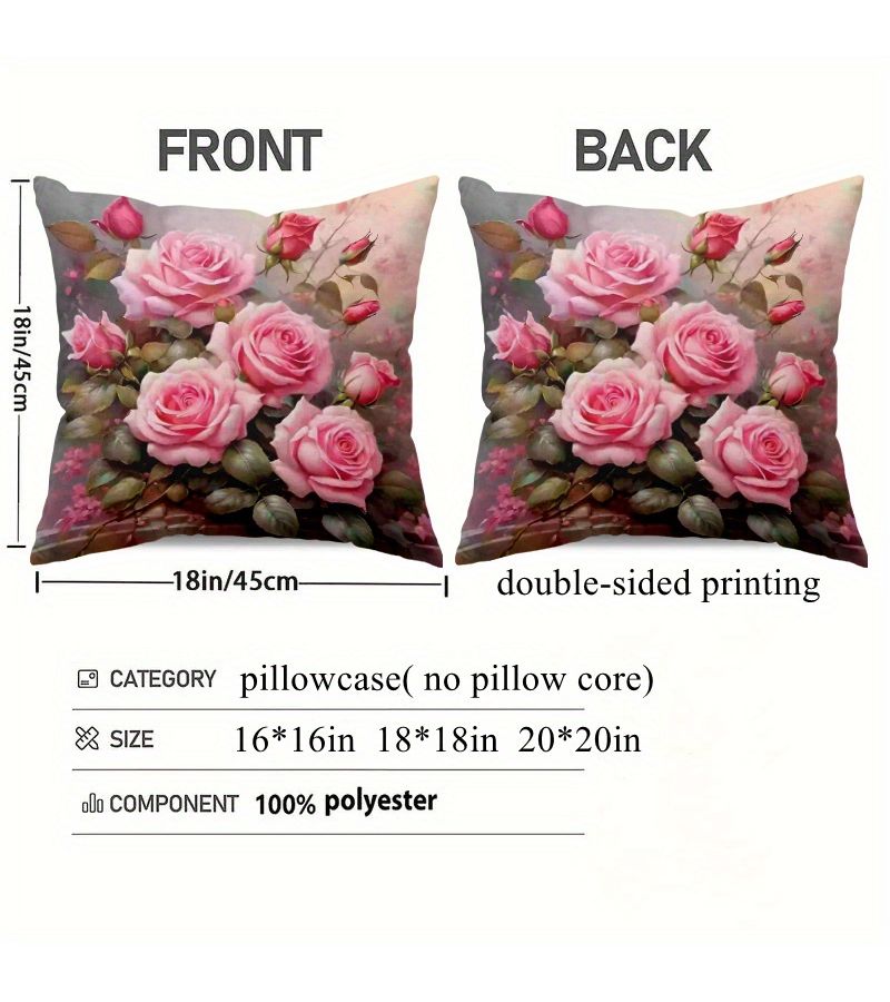 1pc Polyester Material Zippered Machine Washable Soft Cushion Cover 20x20in Suitable for Bed Sofa Leisure Chair Holiday Decoration Home Decor Double Sided Printing No Pillow Core - Image 4