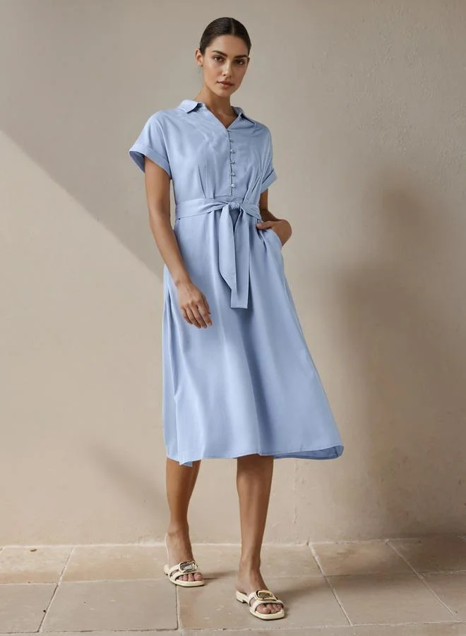 Splash FAV A-line Women Dress with Waist Tie-Up Rayon