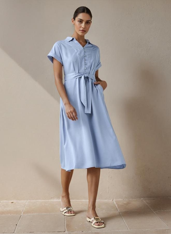 Splash FAV A-line Women Dress with Waist Tie-Up Rayon - Image 2