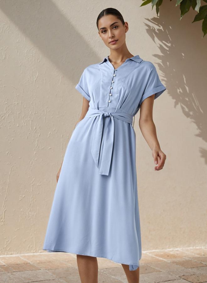 Splash FAV A-line Women Dress with Waist Tie-Up Rayon - Image 1