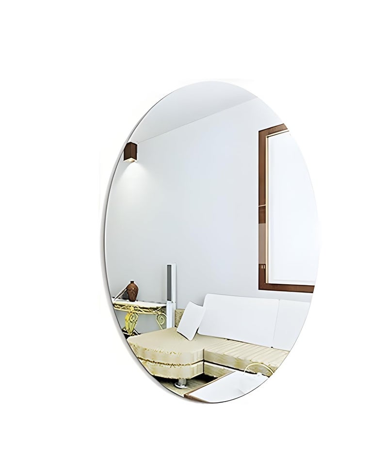 Gadgetglam Oval Shape Adhesive Mirror Sticker for Wall on Tiles Bedroom Living Room Basin Mirror Bathroom Wall Mirror Both Side Sticker Acrylic Wall Mirror for Wall Full Length (4) - Image 1
