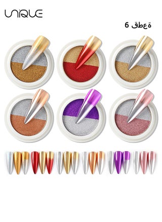 Dual color Chrome Nail Powder 6 Jars Rose Gold Mirror Effect Manicure Pigment Glitter Dust for Salon Home DIY Nail Art Deco with 6 Eyeshadow Sticks - pzsku/Z6337DFF54107028D94FAZ/45/_/1711094762/b4ffb121-bc0a-4f37-9fca-a2c89f45da87